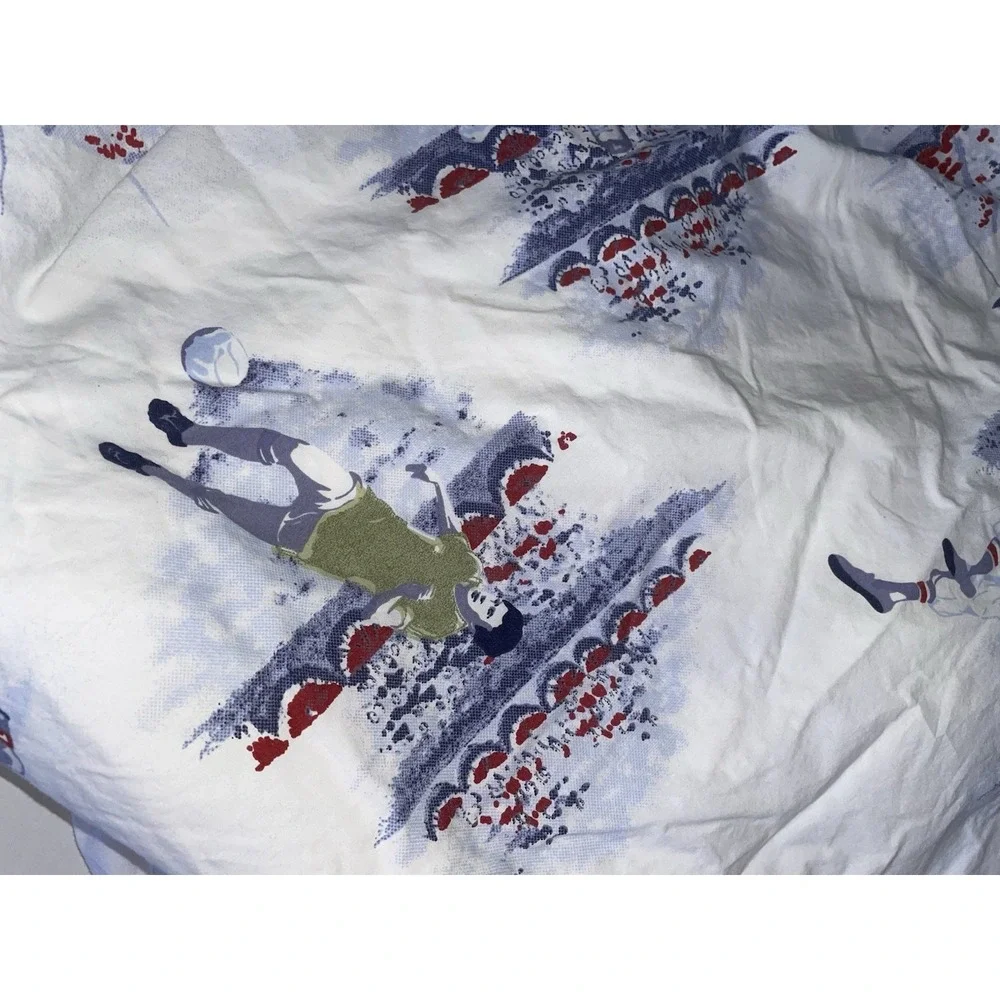 POTTERY BARN MVP SPORTS BLUE RED BASEBALL FOOTBALL SOCCER Queen Size